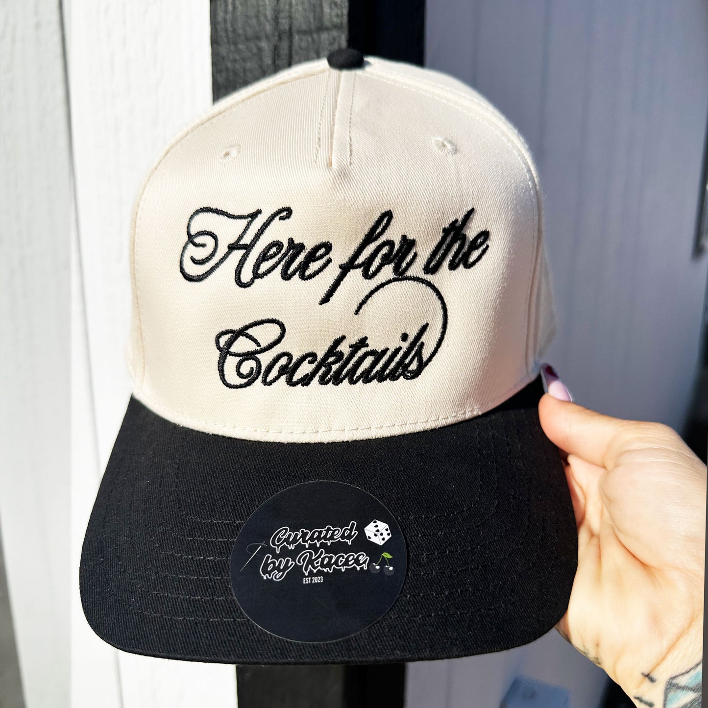 Here For The Cocktails Embroidered Trucker Hat