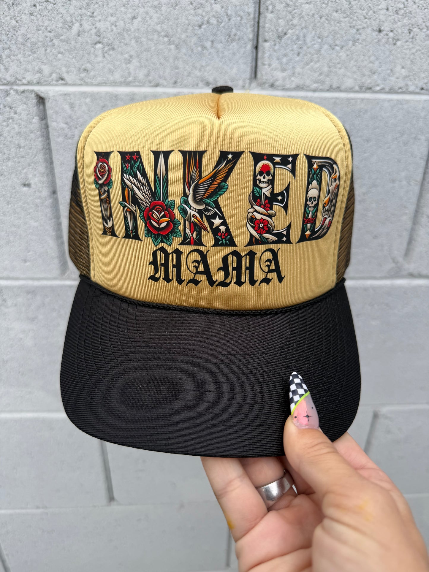 Gold Inked Mama Hat